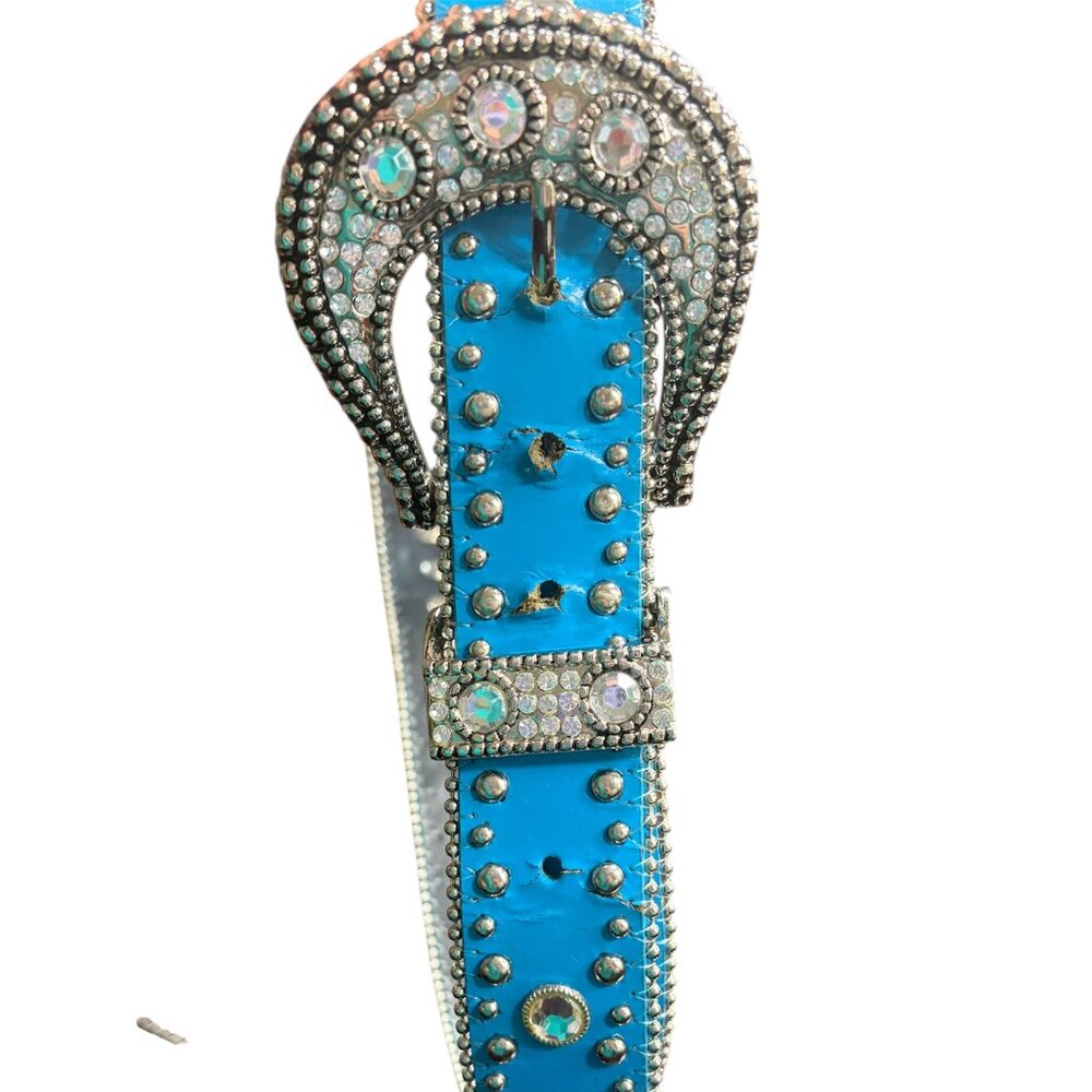 BELTS - GET ONE BLUE WITH RHINESTONES AND ONE BROWN - Picture 2 of 3
